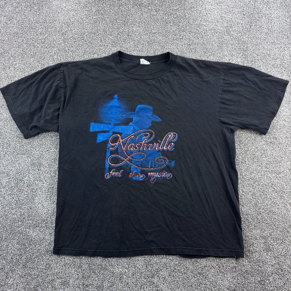 Vintage Nashville Music Row Shirt Mens 2XL‎ Black Country Music Valley Tennessee
